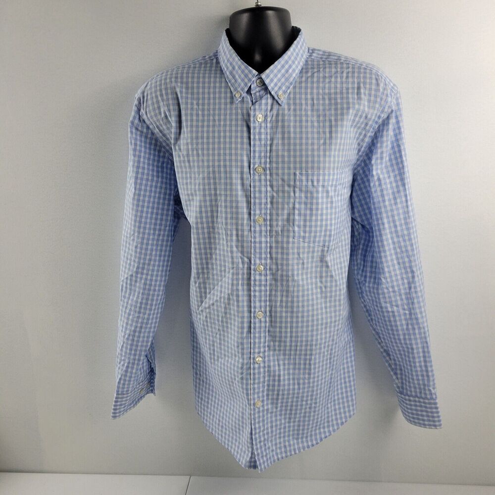 Charles Tyrwhitt dress shirt slim fit XL blue plaid button down mens 3829